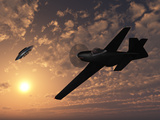An American P-51 Mustang Gives Chase to a UFO Photographic Print by  Stocktrek Images