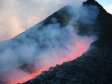 Lava Flowing from Base of Hornito During Eruption of Mount Etna Volcano, Sicily, Italy Photographic Print by  Stocktrek Images