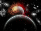 Artist's Concept of Cosmic Contrast in the Night Sky Photographic Print by  Stocktrek Images