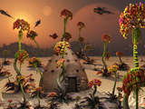 An Alien Landscape Where the Plants Reach Enormous Sizes Photographic Print by  Stocktrek Images
