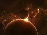 Artist's Concept of an Extraterrestrial World and its Various Moons Photographic Print by  Stocktrek Images