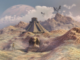 An Alien World with Earth-Like Structures Photographic Print by  Stocktrek Images