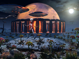 Alien Explorers on an Alien World Photographic Print by  Stocktrek Images