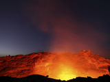 Lava Lake Illuminating Walls of Pit Crater at Night, Erta Ale Volcano, Danakil Depression, Ethiopia Photographic Print by  Stocktrek Images
