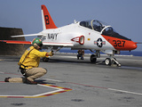 A Shooter Signlas the Launch of a T-45A Goshawk Trainer Aircraft Photographic Print by  Stocktrek Images
