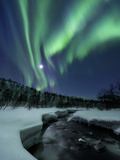 Aurora Borealis over Blafjellelva River in Troms County, Norway Photographic Print by  Stocktrek Images
