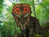 A Colorful Torosaurus Wanders a Cretaceous Forest Lámina fotográfica por Stocktrek Images A Colorful Torosaurus Wanders a Cretaceous Forest Lámina fotográfica por Stocktrek Images