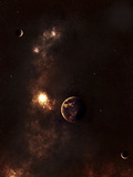 Aplanet Illuminated by Plasma Floating in the Vast Space Photographic Print by  Stocktrek Images
