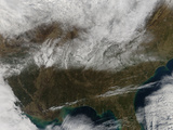 Snow Cover Stretching from Northeastern Texas to the Carolinas Photographic Print by  Stocktrek Images
