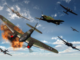 British Hawker Hurricane Aircraft Attack a German Heinkel He 11 Bomber Photographic Print by  Stocktrek Images