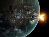 A Laser Anti-Asteroid Defense System Built on an Extraterrestrial World Photographic Print by  Stocktrek Images