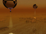 A Pair of Balloon-Borne Probes Leisurely Survey the Surface of Titan Photographic Print by  Stocktrek Images