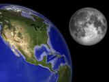 Artist's Concept of the Earth and its Moon Photographic Print by  Stocktrek Images