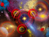 Artist's Concept of Planets and Stars Mixed Together in an Ever-Changing Nebula Photographie par  Stocktrek Images