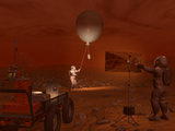 Astronauts Release a Weather Balloon on the Surface of Titan Photographie par  Stocktrek Images