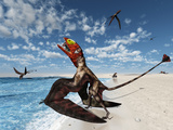Winged Dimorphodon Pluck Fish from the Early-Jurassic Tethys Ocean Photographic Print by  Stocktrek Images