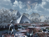 An Extraterrestrial Surveys an Ancient Structure on a Distant Alien World Fotografisk tryk af Stocktrek Images An Extraterrestrial Surveys an Ancient Structure on a Distant Alien World Fotografisk tryk af Stocktrek Images