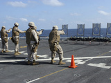 Military Policemen Train with the Berretta M9 9mm Pistol Aboard USS San Antonio Photographic Print by  Stocktrek Images