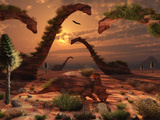 Dinosaur Sculpture Park with Life-Size Dinosaurs Carved Out of Rock Photographic Print by  Stocktrek Images