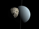 Artist's Concept of How Uranus and its Tiny Moon Puck Photographic Print by  Stocktrek Images