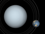 Artist's Concept of Uranus and Earth to Scale Photographic Print by  Stocktrek Images