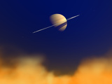 Artist's Concept of Saturn Amongst the Hydrocarbon Haze of its Moon Titan Photographic Print by  Stocktrek Images