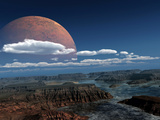 A Moon Rises over a Young World Photographic Print by  Stocktrek Images