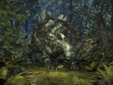 A Crichtonsaurus Crosses Paths with a Pair of Frogs Within a Cretaceous Forest Photographic Print by  Stocktrek Images