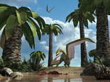 A Pterosaur Flying Reptile Lands Next to Some Carrion Lámina fotográfica por Stocktrek Images A Pterosaur Flying Reptile Lands Next to Some Carrion Lámina fotográfica por Stocktrek Images