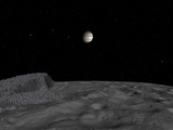 Artist's Concept of a View across the Surface of Themisto Towards Jupiter and its Moons Photographic Print by  Stocktrek Images