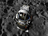 An Astronaut Piloting a Manned Maneuvering Vehicle Above the Surface of an Asteroid Photographic Print by  Stocktrek Images