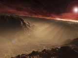 The Sun Rises over Gale Crater, Mars Photographic Print by  Stocktrek Images