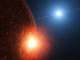 A Planetesimal Collides with a Small Semi-Molten Planet Photographic Print by  Stocktrek Images