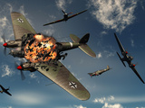 British Hawker Hurricane Aircraft Attack a German Heinkel He 11 Bomber Photographic Print by  Stocktrek Images