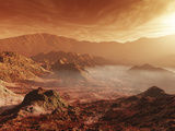 The Martian Sun Sets over the High Walls of Mojave Crater Lámina fotográfica por Stocktrek Images The Martian Sun Sets over the High Walls of Mojave Crater Lámina fotográfica por Stocktrek Images