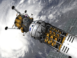 Artist's Concept of a Space Tug Docked with a Lunar Lander Lámina fotográfica por Stocktrek Images Artist's Concept of a Space Tug Docked with a Lunar Lander Lámina fotográfica por Stocktrek Images