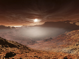 The Sun Sets over the Eberswalde Region of Mars Photographie par  Stocktrek Images