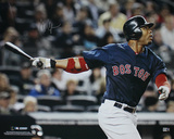 Carl Crawford Autographed Boston Red Sox Blue Jersey Hit Horizontal Photograph Photo