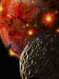 Asteroid Impacts on the Early Earth Photographic Print by  Stocktrek Images