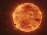 A Massive Red Dwarf Consuming Planets Within it's Range Photographic Print by  Stocktrek Images