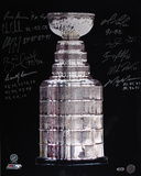 Stanley Cup Trophy Vertical Photograph Hand Signed w/Respective Years Inscriptions Photographie