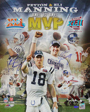 Peyton / Eli Manning Dual Signed 'Back to Back MVP' Collage Photo Photo