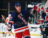 Brandon Dubinsky Autographed Rangers Blue Jersey Celebration Horizontal Photograph Photo