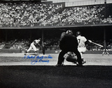 Jim Bunning Autograhped "I Struck out Mantle 23 Times" Pitching to Mickey Mantle B&W Horizontal Pho Photo
