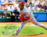 Ervin Santana Autographed "No Hitter, 7/27/11" Angels Road Jersey Pitching Horizontal Photo Photo