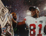 Amani Toomer Autographed SB XLII Celebration Photograph Foto