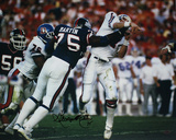 George Martin Autographed SB XXI Hit on Elway Horizontal Photo (Signed in Black) Photo