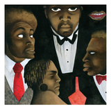 Illustration portraits of actors in the play "The Shipment" Prentice Onaye… - New Yorker Cartoon Premium Giclee Print by Ana Juan
