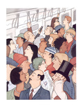Subway riders all resemble Eustace Tilley - New Yorker Cartoon Premium Giclee Print by R. Sikoryak