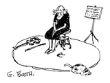 Saddened woman, with violin resting on floor, sits quietly on stool. - New Yorker Cartoon Premium Giclee Print by George Booth